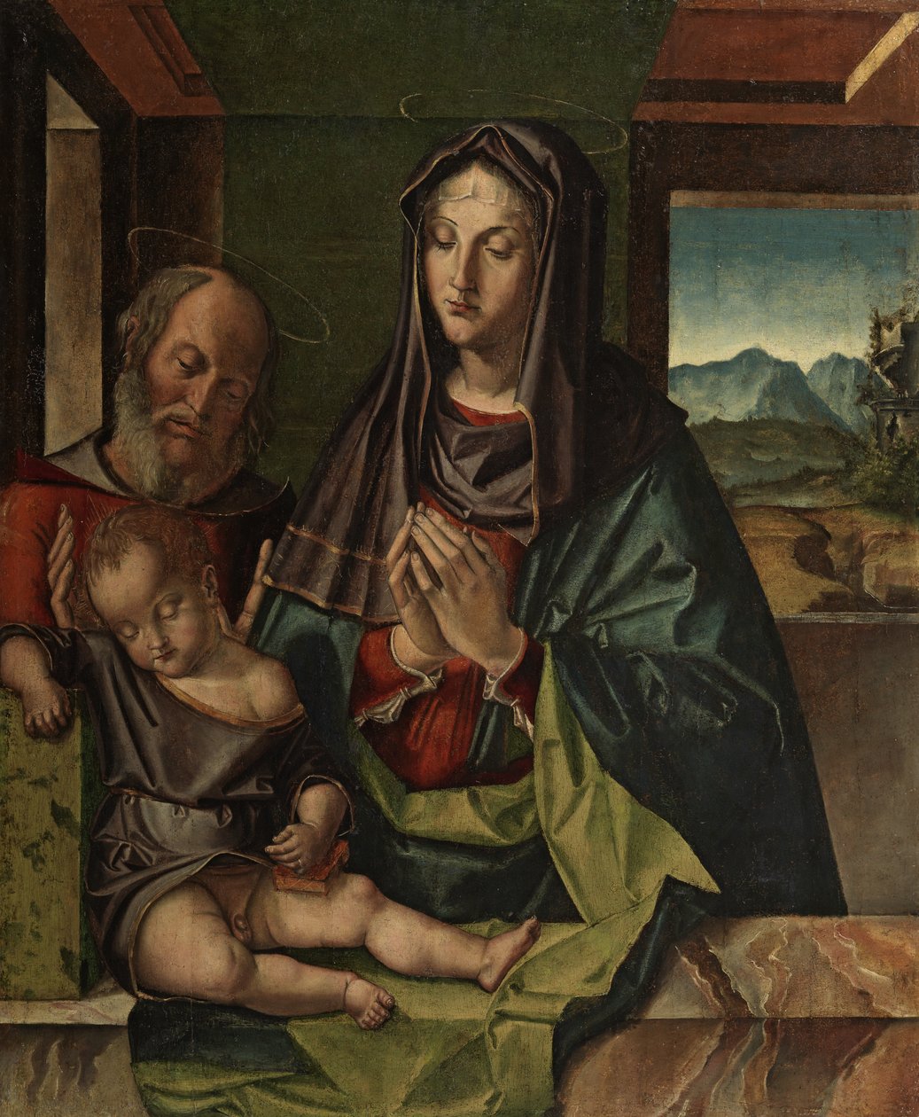 Hellig Familie, ca. 1500 (olie på panel) af Bartolomeo Montagna