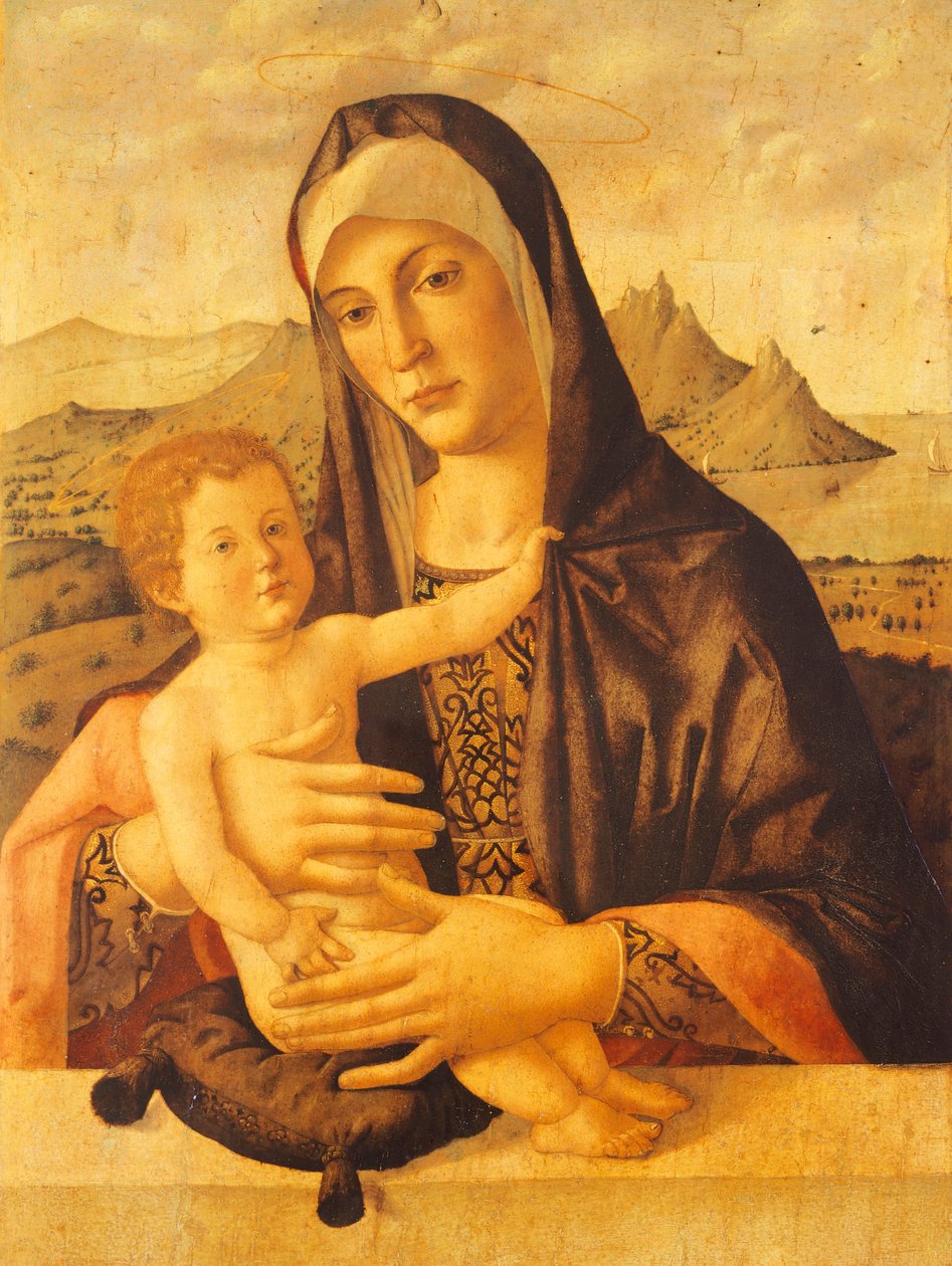 Madonna og barn siddende, af Bartolomeo Montagna (ca. 1450-1523) af Bartolomeo Montagna
