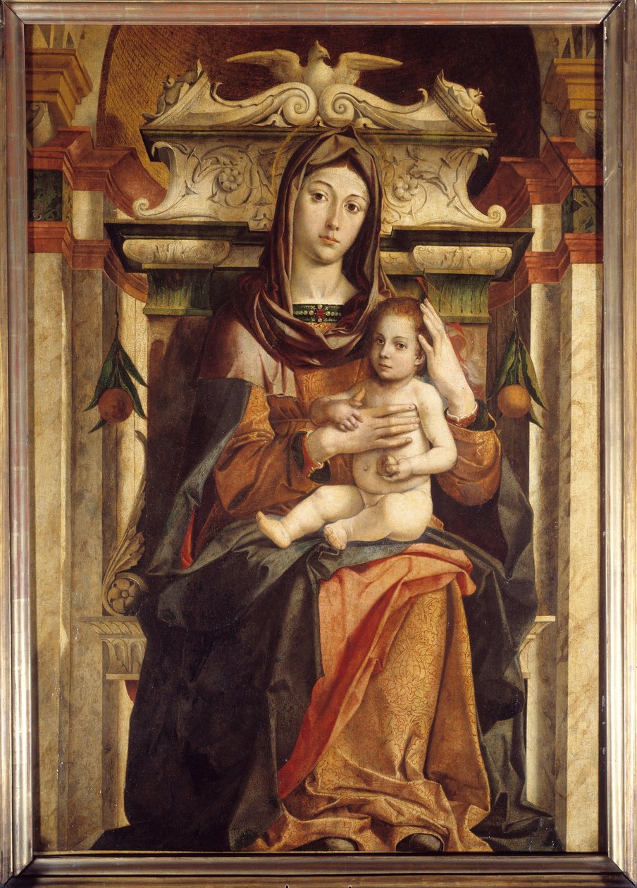The Virgin and Child Painting by Bartolomeo Montagnadani af Bartolomeo Montagna