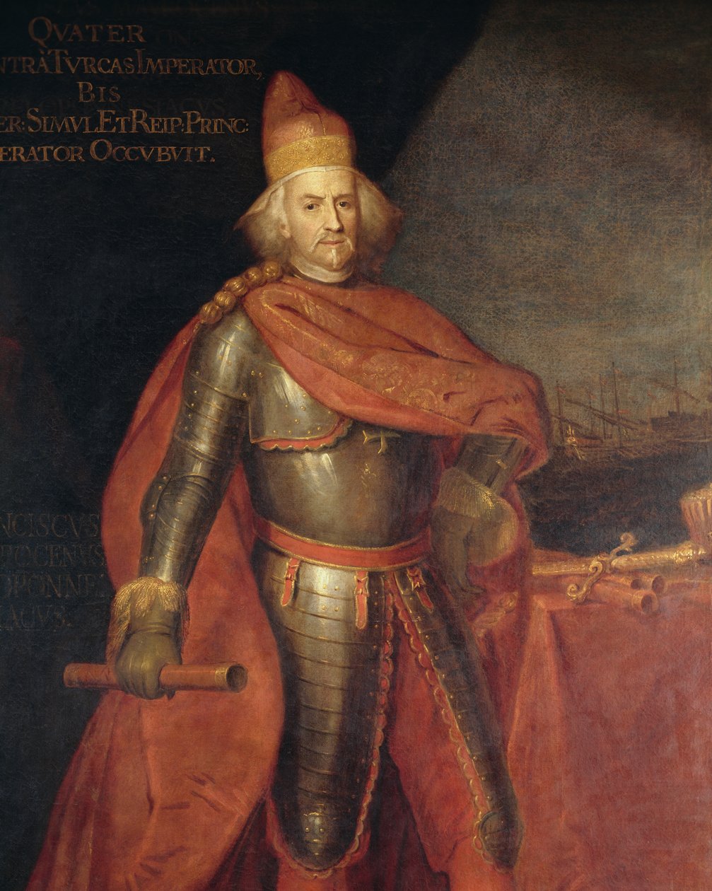 Portræt af Doge Francesco Morosini (1619-1694), kendt som Peloponnesiacus, maleri af Bartolomeo Nazzari (1699-1758), Detalje af Bartolomeo Nazzari