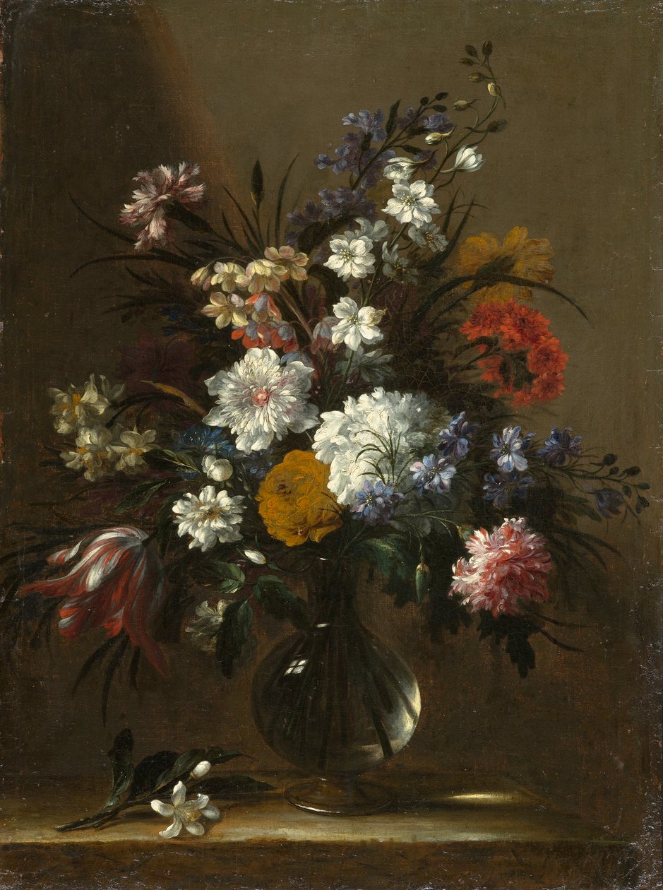 En vase med blomster på et bord, ca. 1660-1670 af Bartolomeo Perez