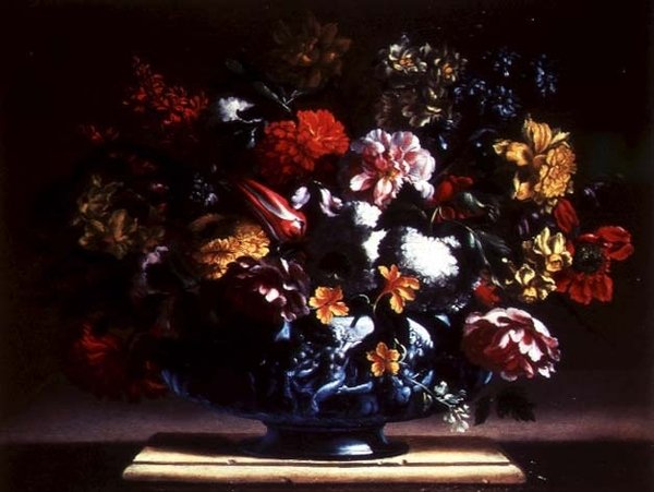 Stilleben af blomster i en urne af Bartolomeo Perez