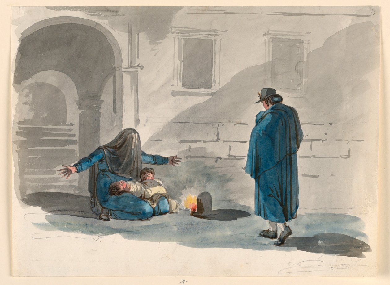 En nødlidende kvinde i Rom af Bartolomeo Pinelli