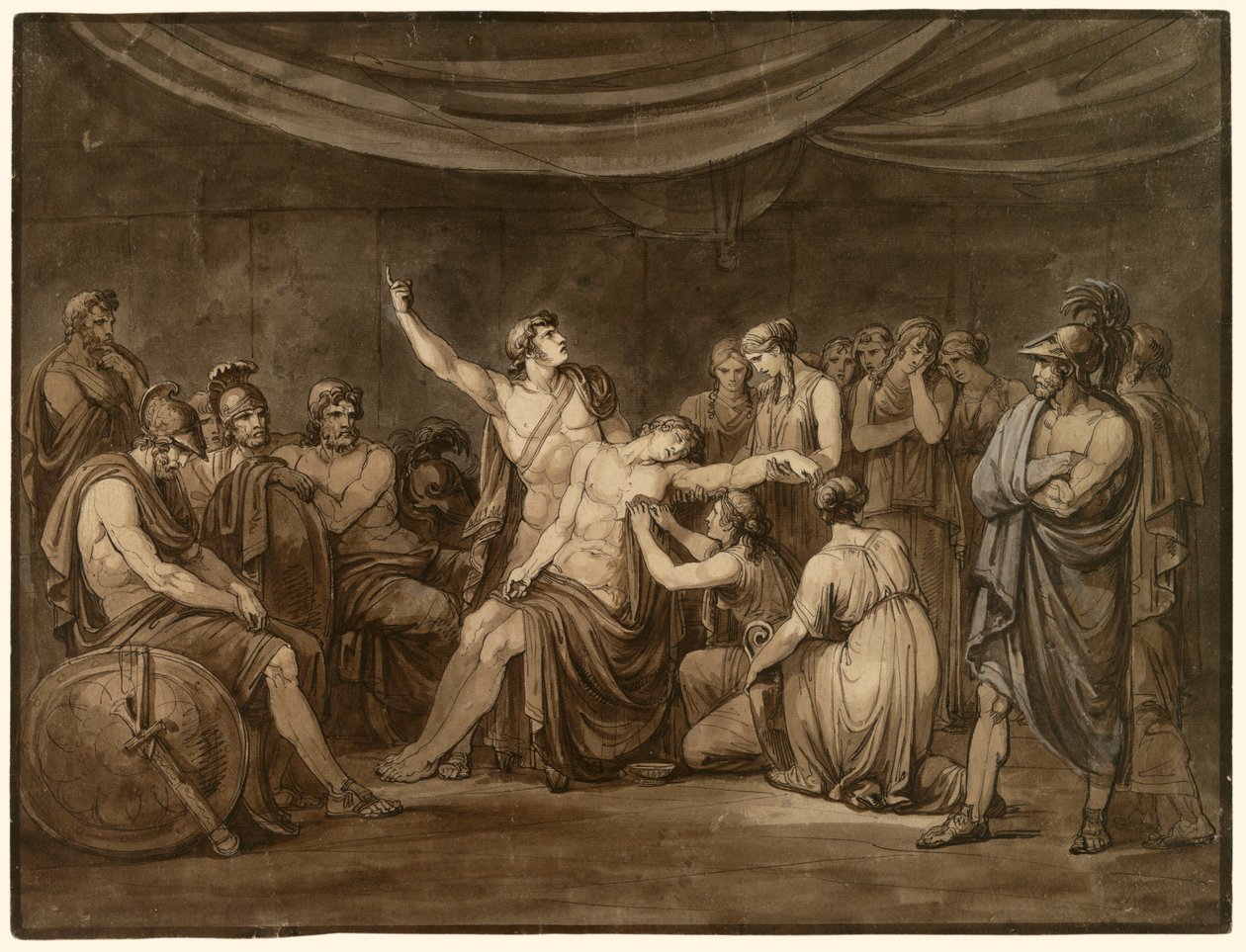 Achilles sværger en ed på at hævne den døde Patroklos, dræbt af Hector af Bartolomeo Pinelli
