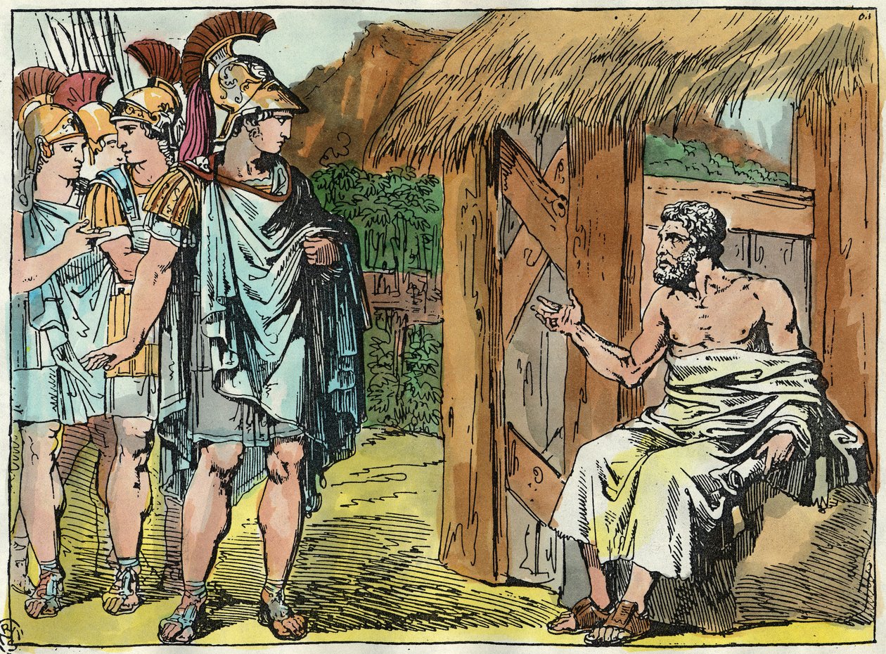 Alexandre den Store møder Diogenes den Kyniske (413 - 327 f.Kr.) af Bartolomeo Pinelli
