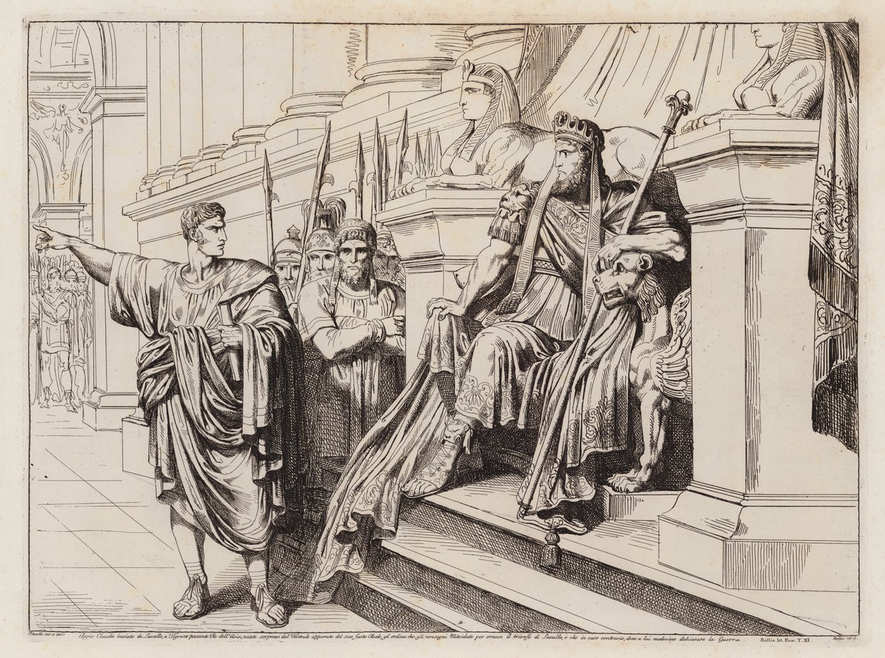 Appius Claudius sendt af Lucullus til Tigranes den Stores hof (radering) af Bartolomeo Pinelli