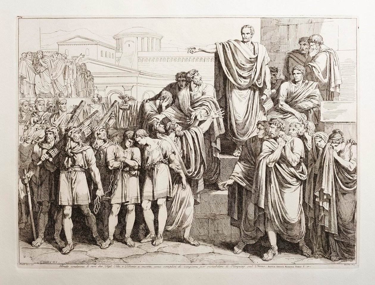 Brutus dømmer sine to sønner, Titus og Tiberius, til døden af Bartolomeo Pinelli
