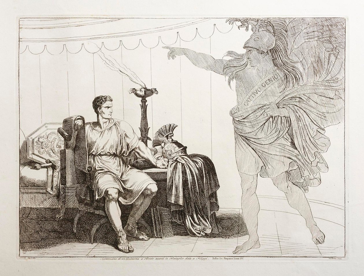 Cæsars ånd viser sig for Brutus før slaget ved Philippi af Bartolomeo Pinelli