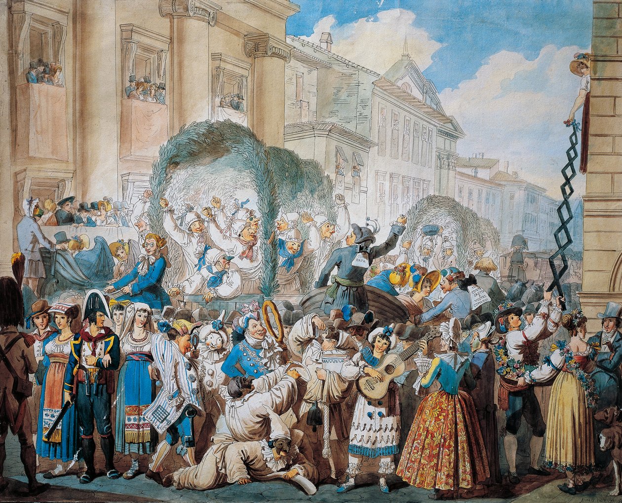 Ridderscene ved San Carlo al Corso i Rom, af Bartolomeo Pinelli (1781-1835) af Bartolomeo Pinelli