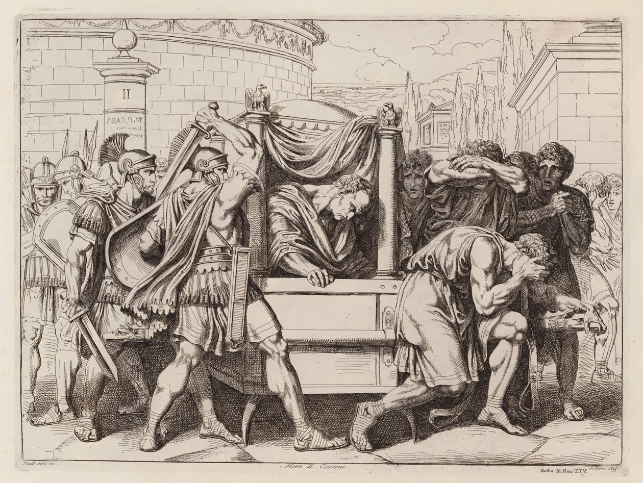 Ciceros død, 43 f.Kr. (radering) af Bartolomeo Pinelli