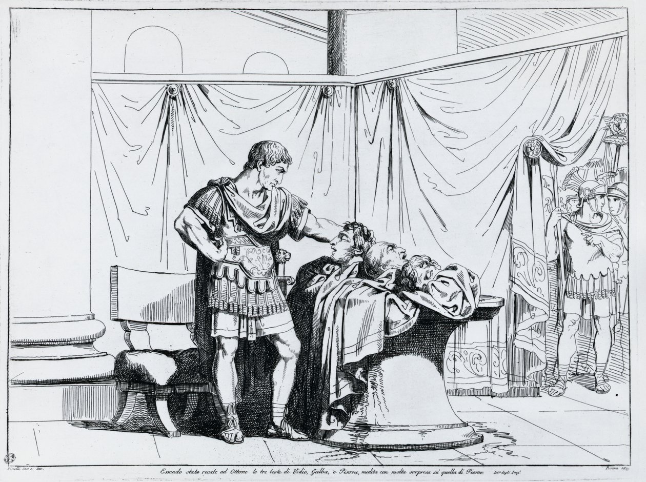 Pisos død, gravering af Bartolomeo Pinelli (1781-1835), fra Istoria dell