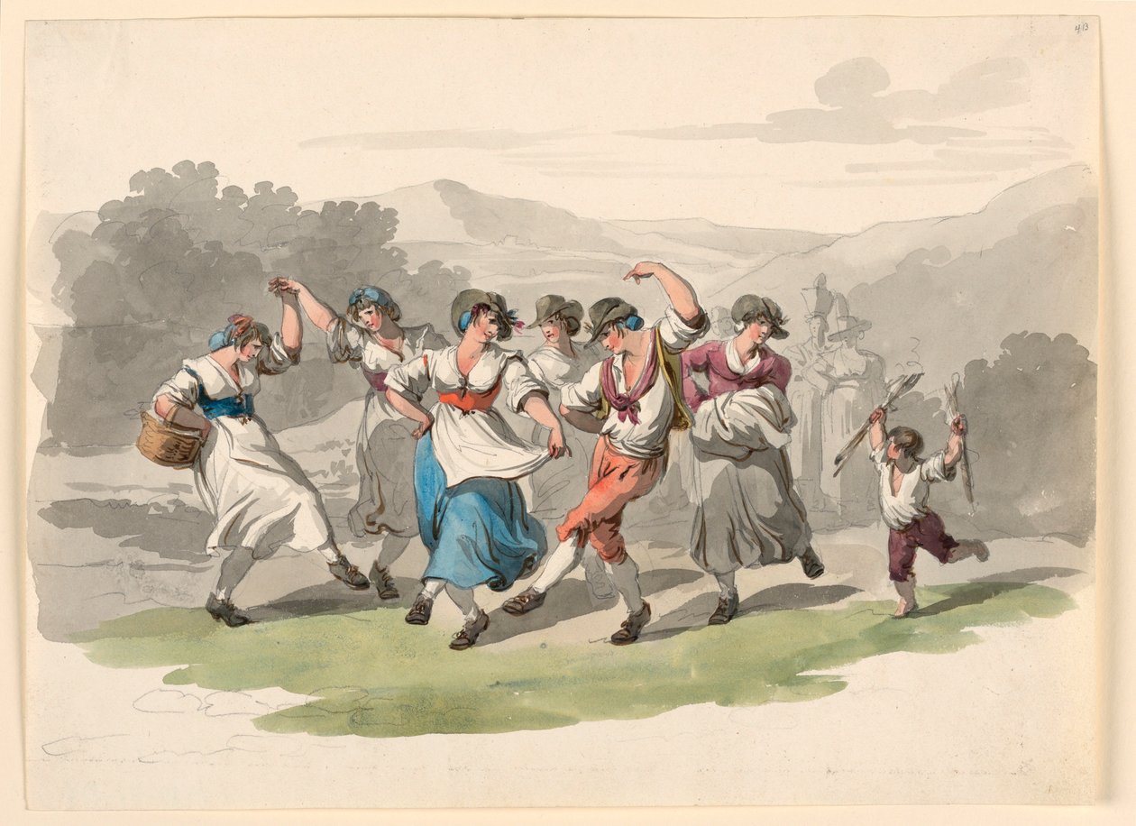 Tegning, Hjemkomst fra årgangen, 1807-08 af Bartolomeo Pinelli