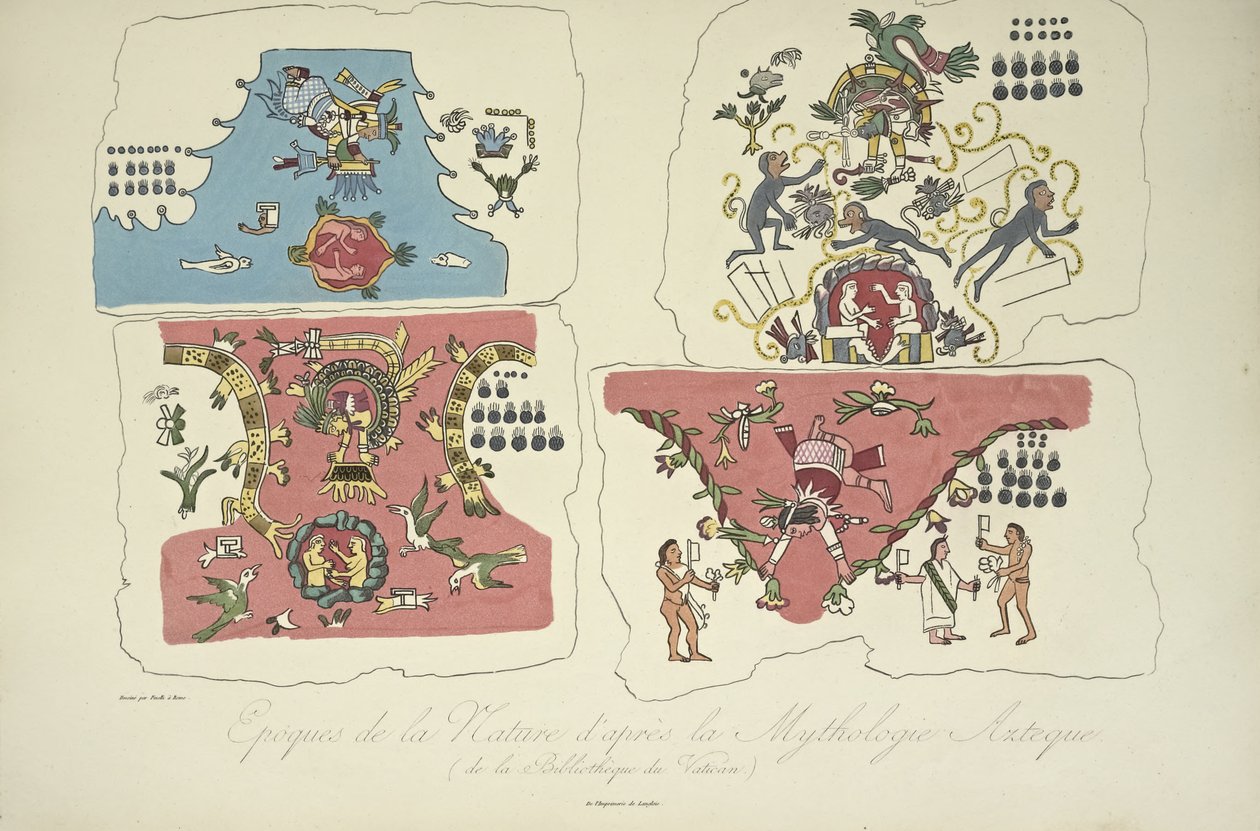 Naturepoker, efter den aztekiske mytologi, fra Vatikanets bibliotek, illustration fra 