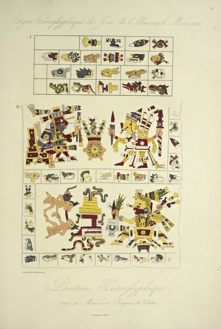 Hieroglyfiske malerier, fra Borgia-manuskriptet i Veletri, illustration fra 