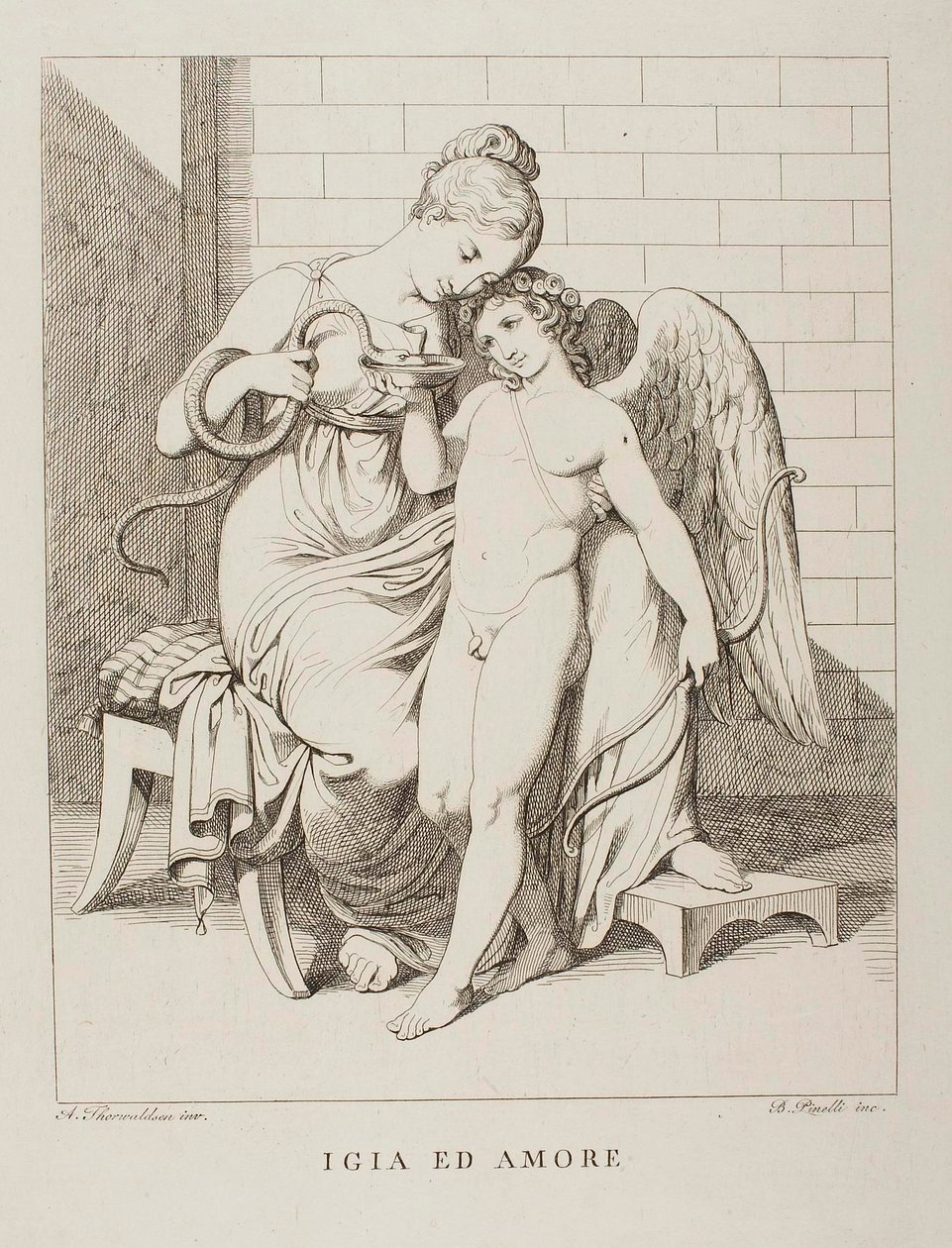 Hygieia og Amor af Bartolomeo Pinelli