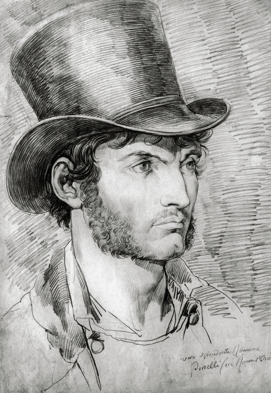 Mandsportræt (True Roman), tegning af Bartolomeo Pinelli (1781-1835) af Bartolomeo Pinelli