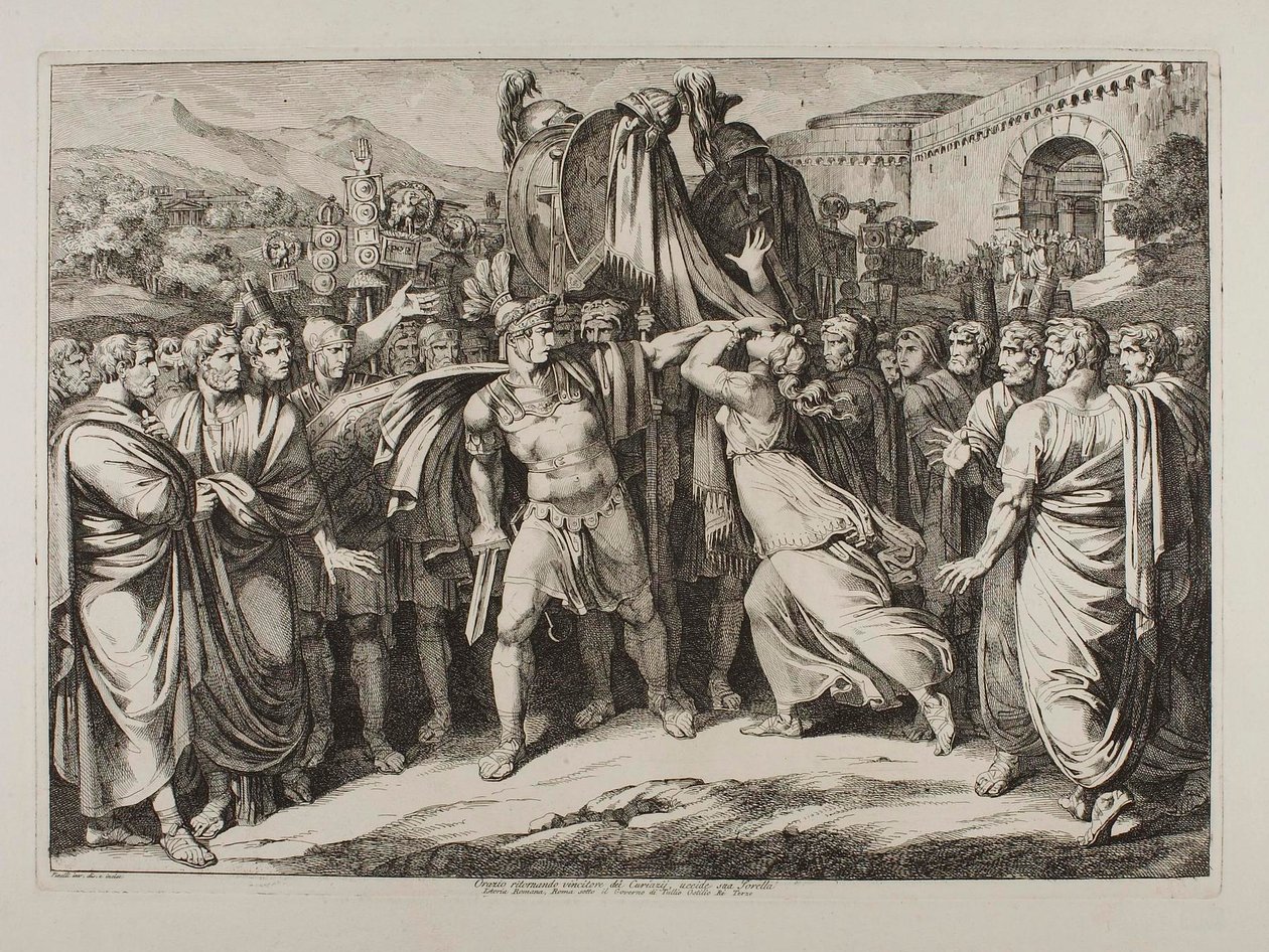 Marcus Horatius dræber sin søster af Bartolomeo Pinelli