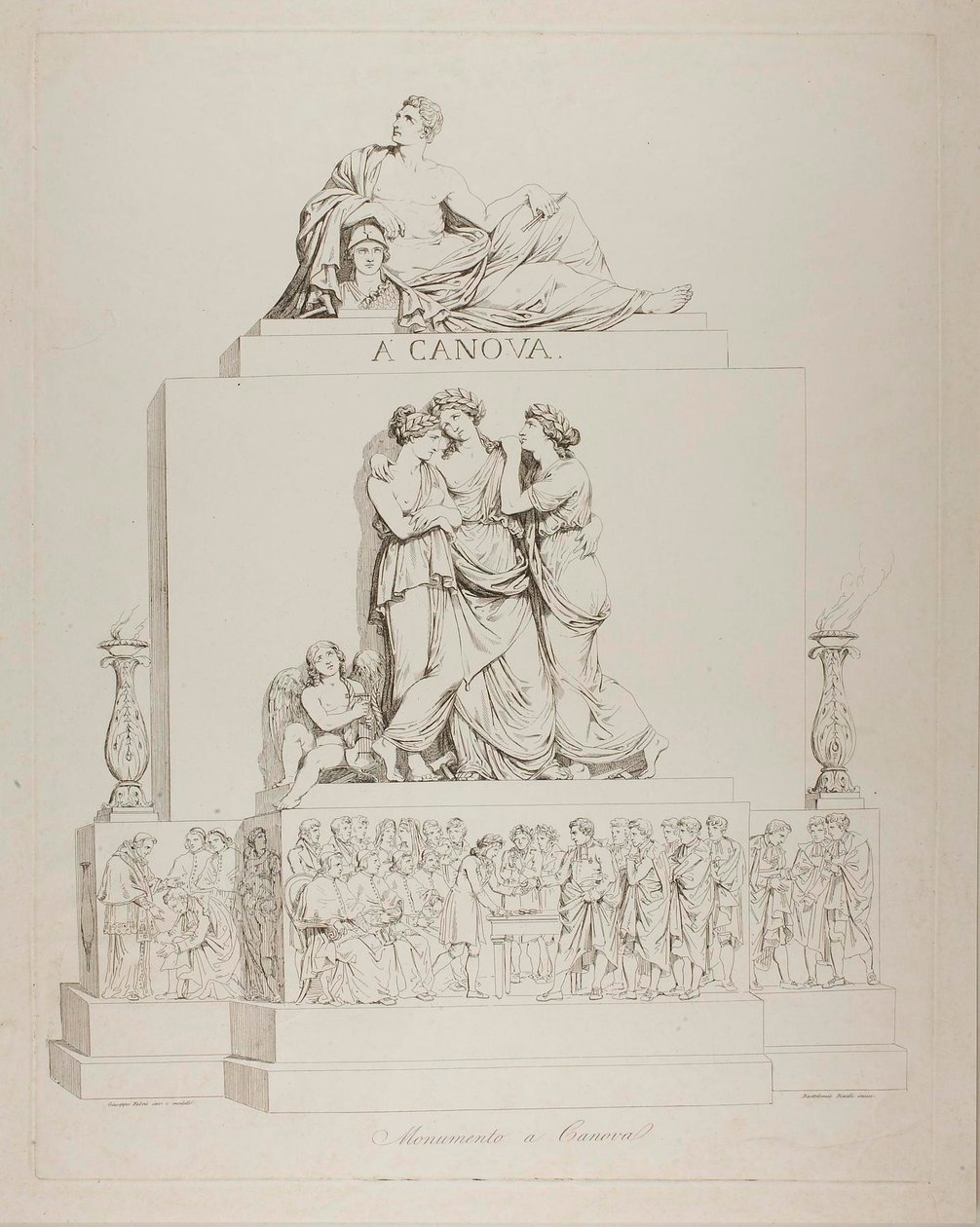 Monument for Antonio Canova af Bartolomeo Pinelli