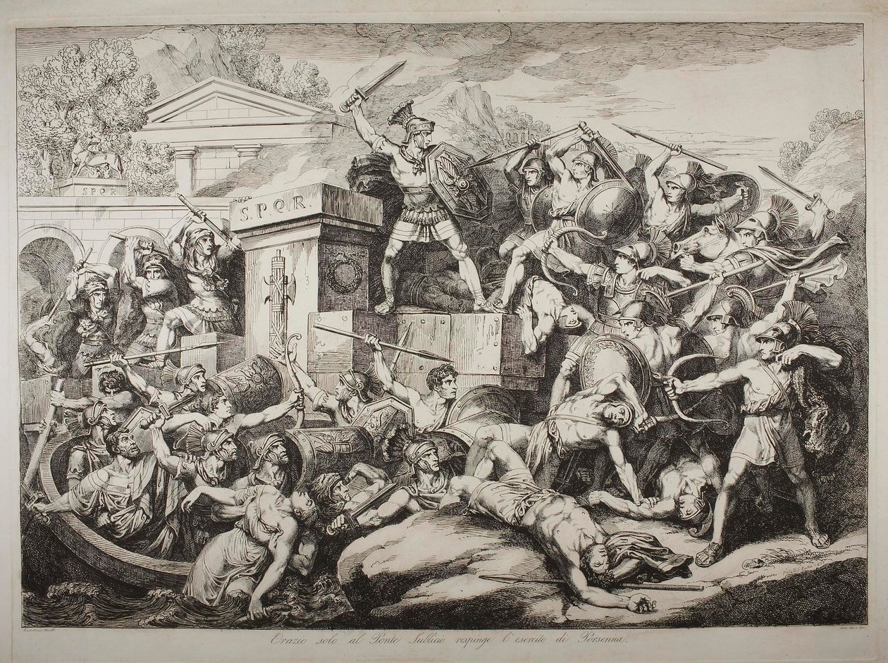 Orazio Coclite, der alene befandt sig på Ponte Subico, tvang Lars Porsenas’ hær til at trække sig tilbage af Bartolomeo Pinelli