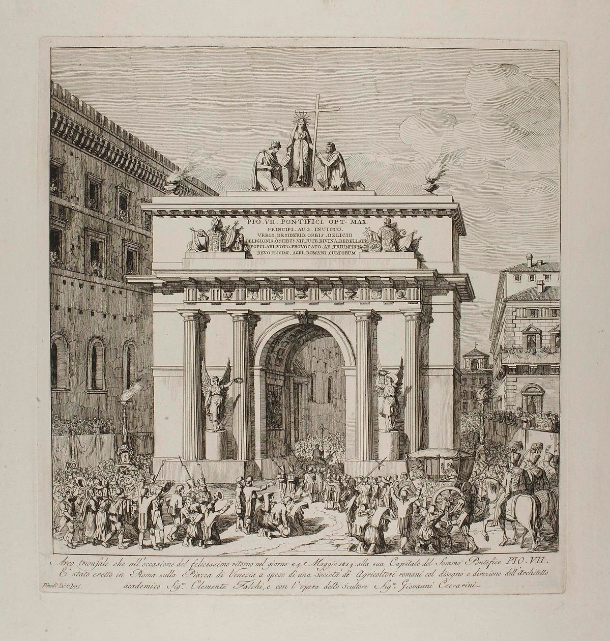 Pius VII.s triumfindtog i Rom den 24. maj 1814 af Bartolomeo Pinelli