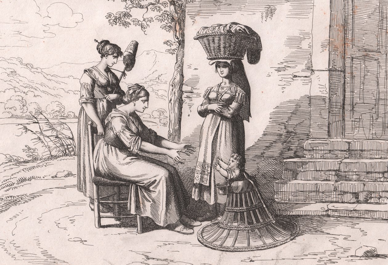Romerske kvinder i traditionelle dragter, radering af Bartolomeo Pinelli (Rom af Bartolomeo Pinelli