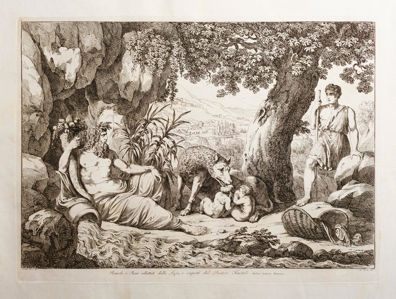Romulus og Remus ammet af ulven af Bartolomeo Pinelli