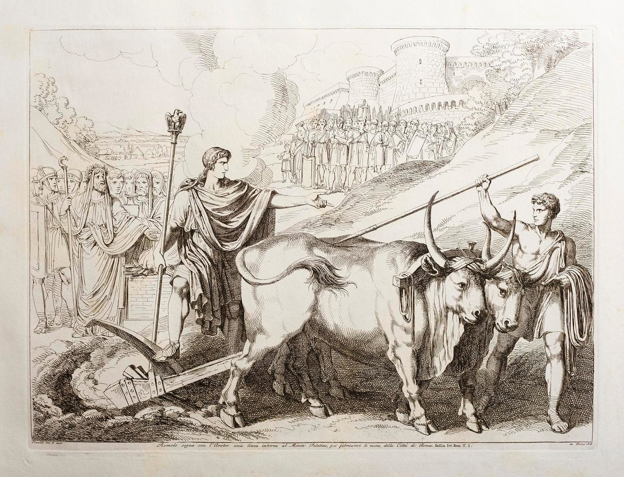 Romulus afmærker en linje rundt om Palatinerhøjen af Bartolomeo Pinelli