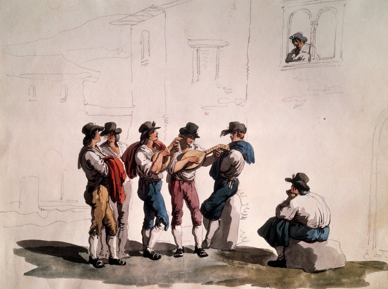 Serenade af Bartolomeo Pinelli (1781-1835), Italien af Bartolomeo Pinelli