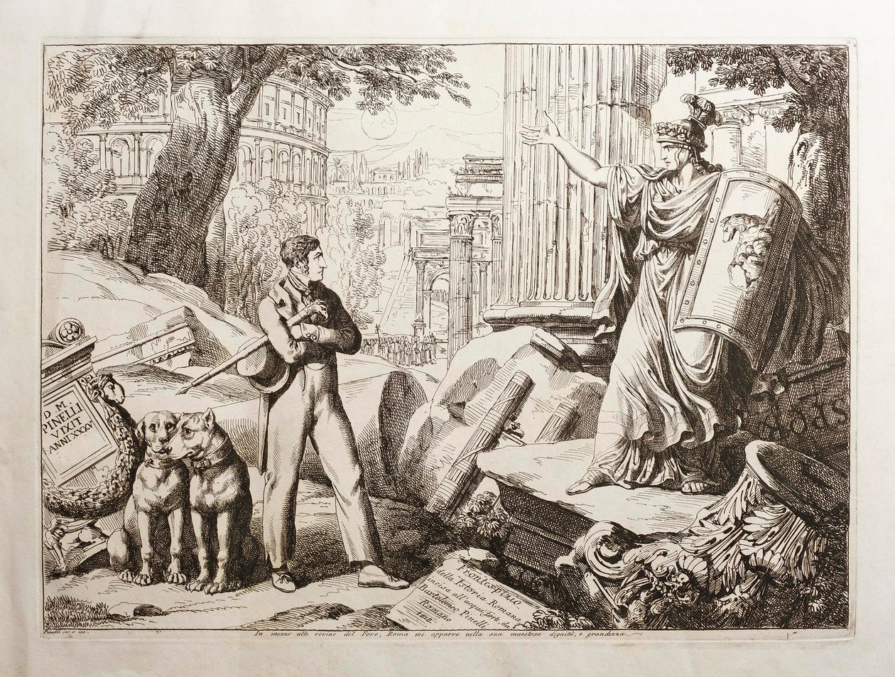 Stående midt i Forum-ruinerne af Bartolomeo Pinelli