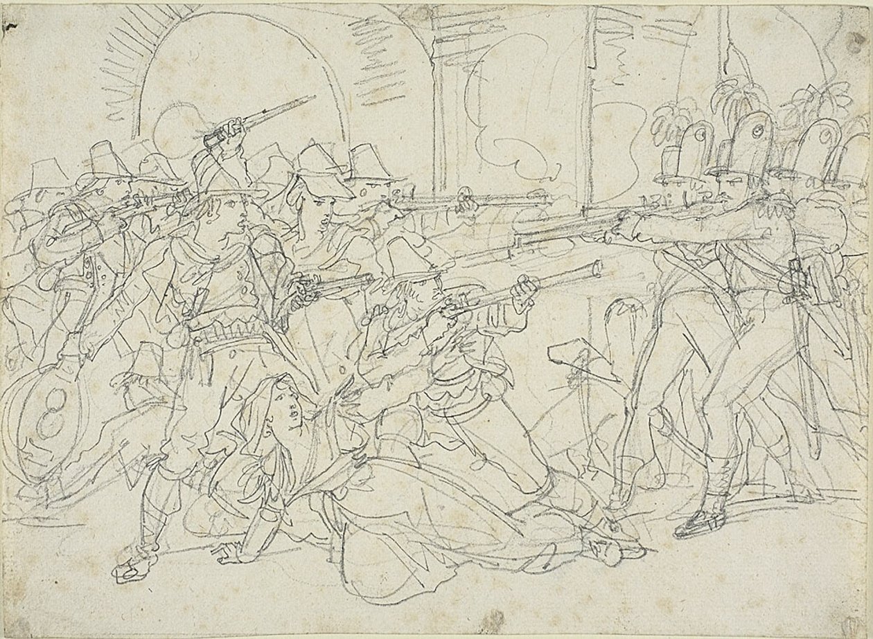 Studie til begivenheder i Massaronis liv, en italiensk bandit af Bartolomeo Pinelli