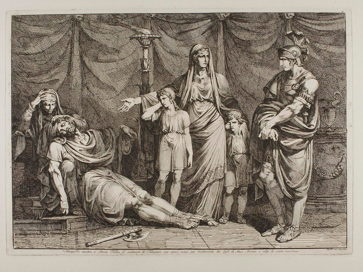 Tanaquilla viser Tarquinios lig til Servius Tullius af Bartolomeo Pinelli
