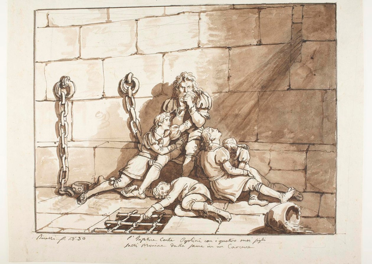 Ugolini della Gherardesca og hans sønner i Sultetårnet af Bartolomeo Pinelli