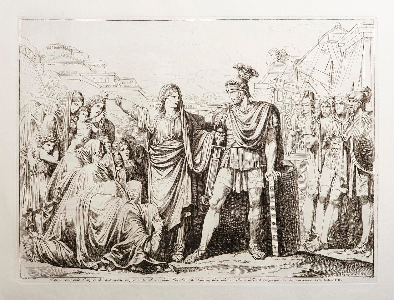 Veturia afvæbner sin søn Coriolan og redder dermed Rom fra en stor fare af Bartolomeo Pinelli