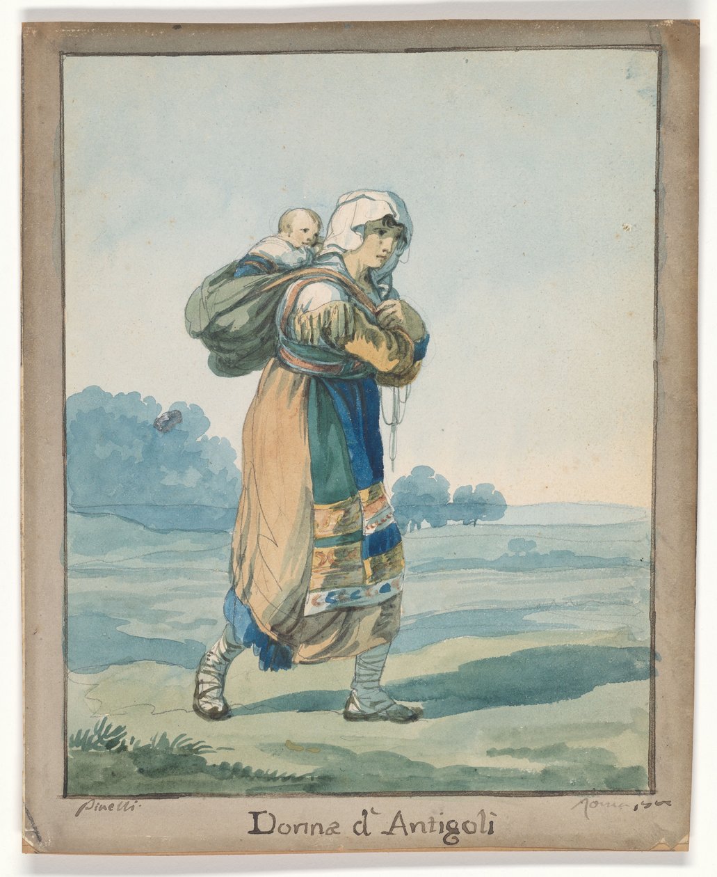 Kvinde fra Antigoli, illustration til »Romerske dragter og skikke« af Bartolomeo Pinelli