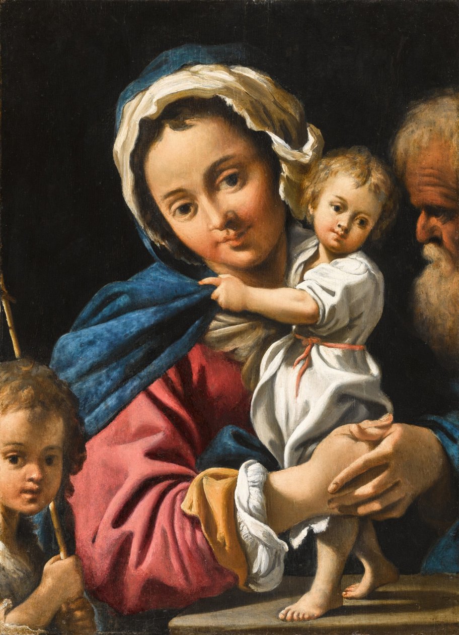Den hellige familie med spædbarnet Johannes Døberen af Bartolomeo Schedoni