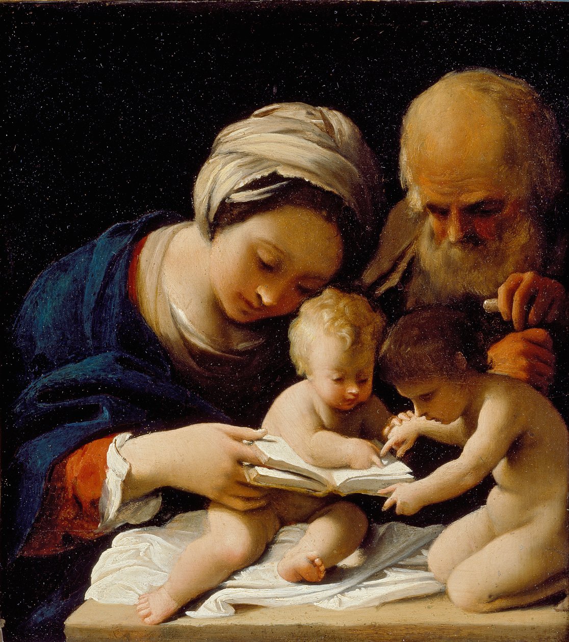 Den hellige familie med den unge Johannes Døberen, begyndelsen af det 17. århundrede af Bartolomeo Schedoni