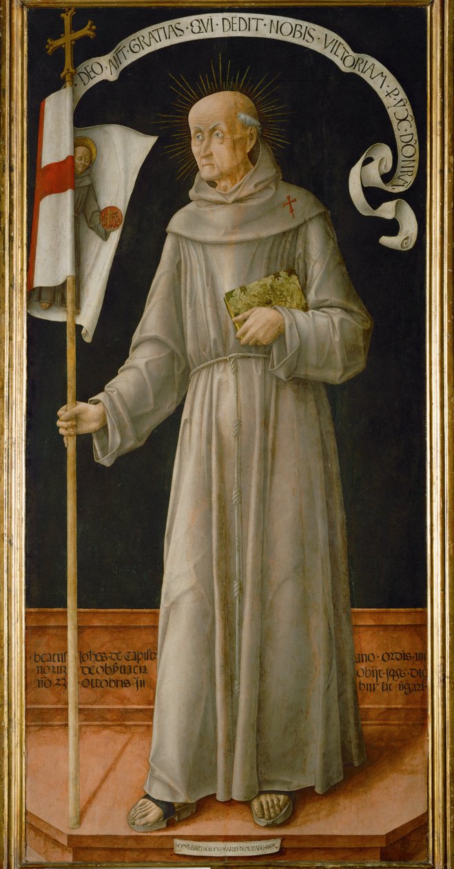Sankt Joannes af Capistrano, berømt omvendelsesprædikant, der opfordrede til korstog mod tyrkerne og hussitterne ... af Bartolomeo Vivarini