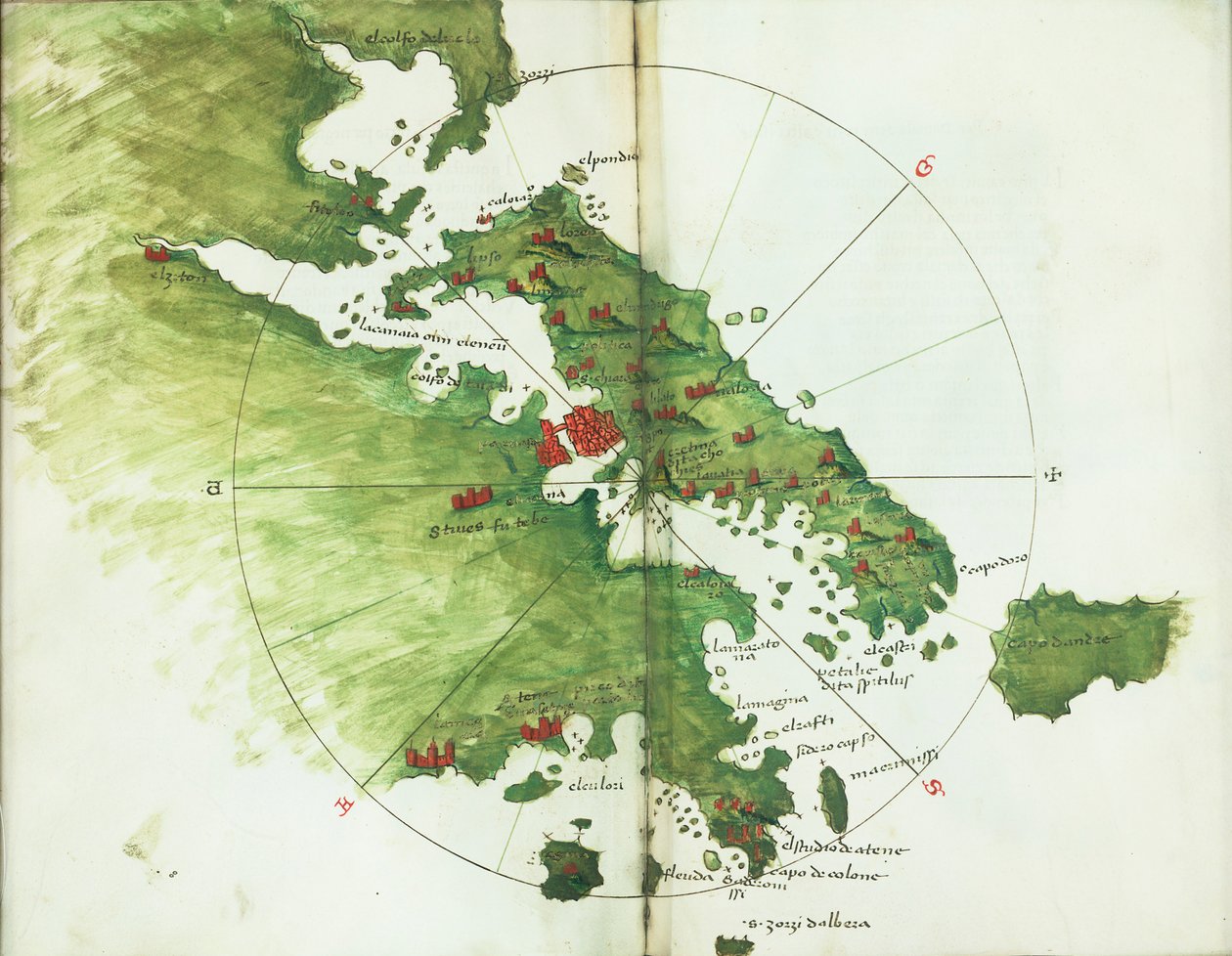 Kort over Negroponte, ca. 1485 (pergament) af Bartolomeo da li Sonetti