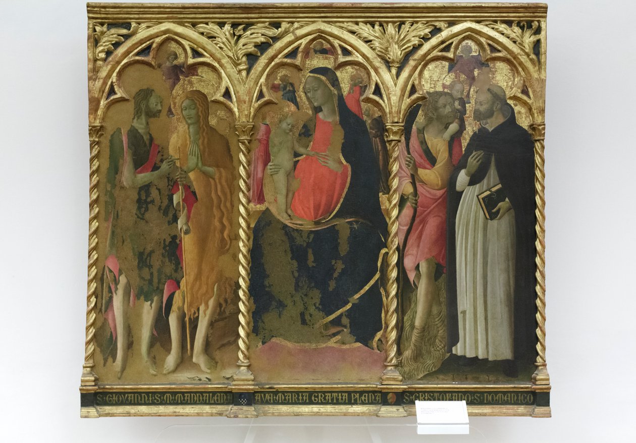 Madonna med barnet og de hellige Johannes Døberen og Maria Magdalene af Bartolomeo di Tommaso da Foligno