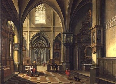 Interiør af en katedral af Bartolomeus van Bassen