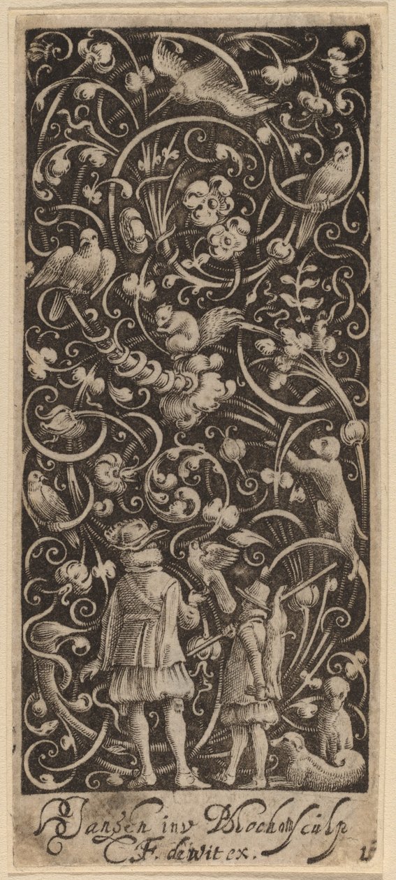 Ornament med løv og fugle af Bartolomeus van Lochom after Hans Janssen