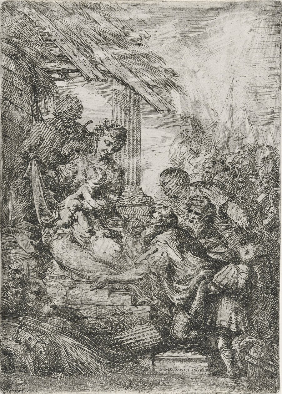 Adoration of the Kings (De Vise Mænds Offer), efter 1657 (radering på lagt papir) af Bartolommeo Biscaino