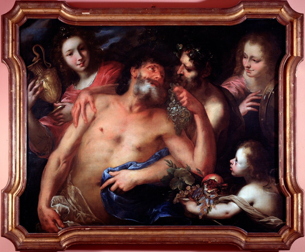 Drunken Silenus (olie på lærred af Bartolommeo Biscaino