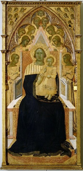 Madonna og Child troner, omgivet af engle af Bartolommeo Bulgarini