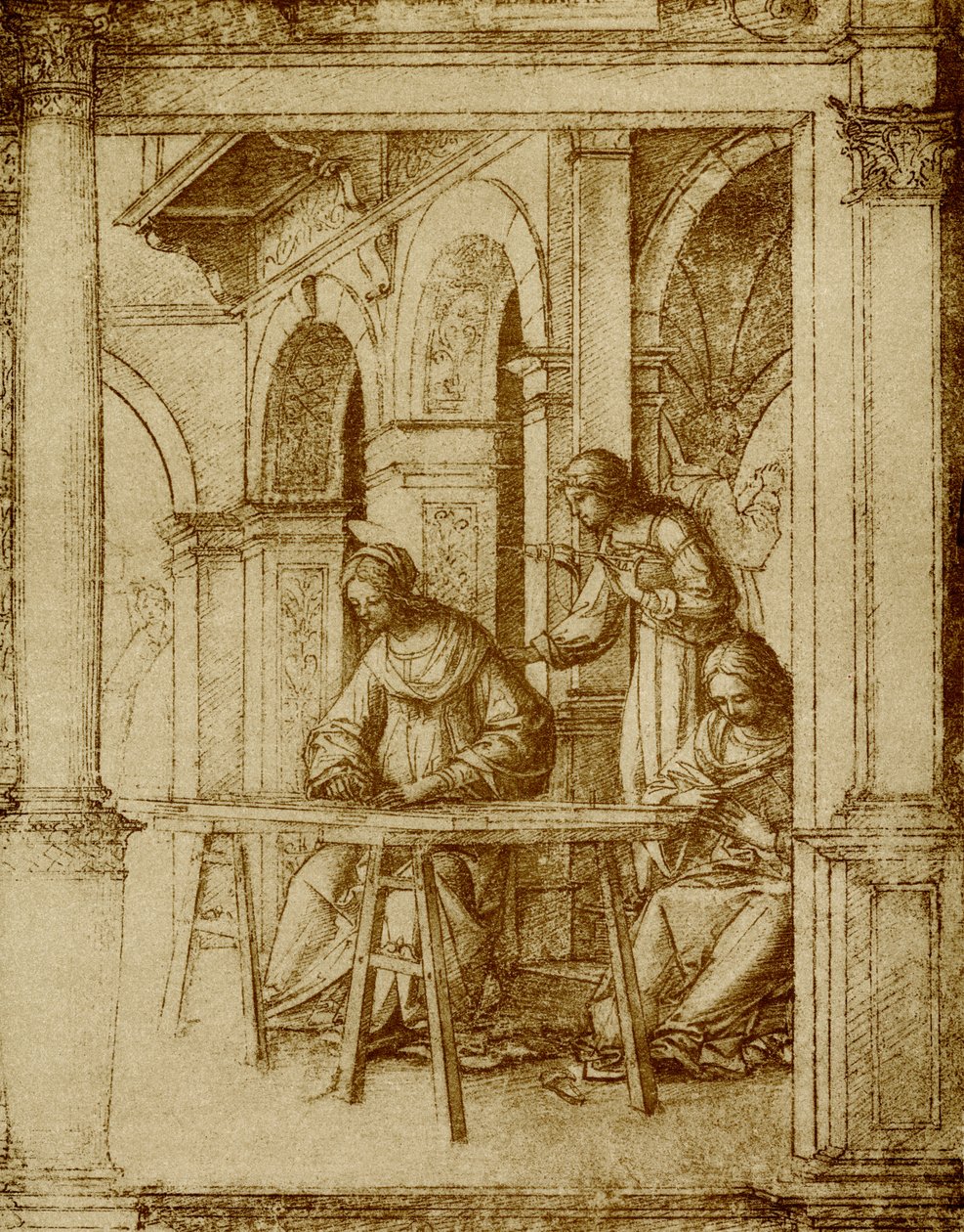Jomfru Maria arbejder af Bartolommeo Suardi Bramantino