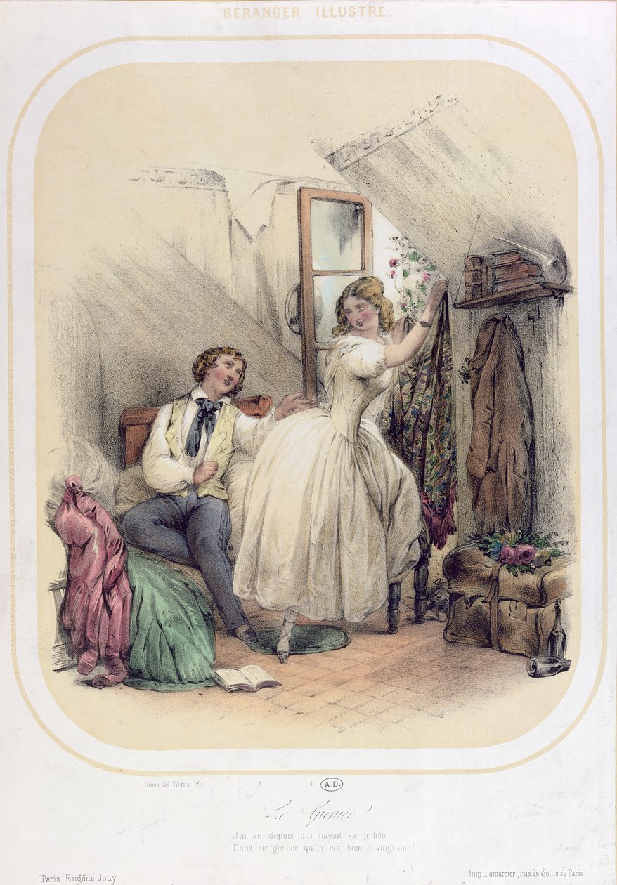 Illustration til sangen Le Grenier af Pierre Jean de Beranger (1780-1857) af Bassaget Numa