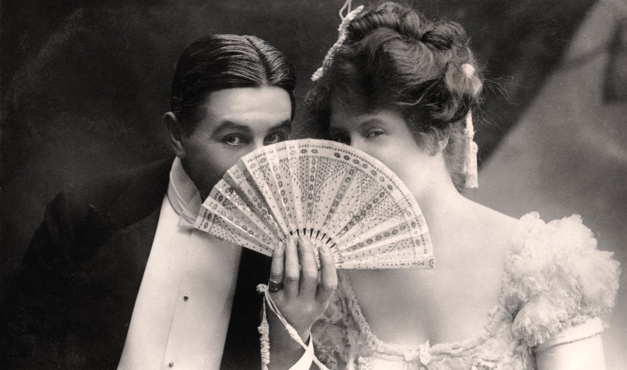 Billie Burke og Farren Soutar i en scene fra The Belle of Mayfair, begyndelsen af det 20. århundrede. af Bassano Studio
