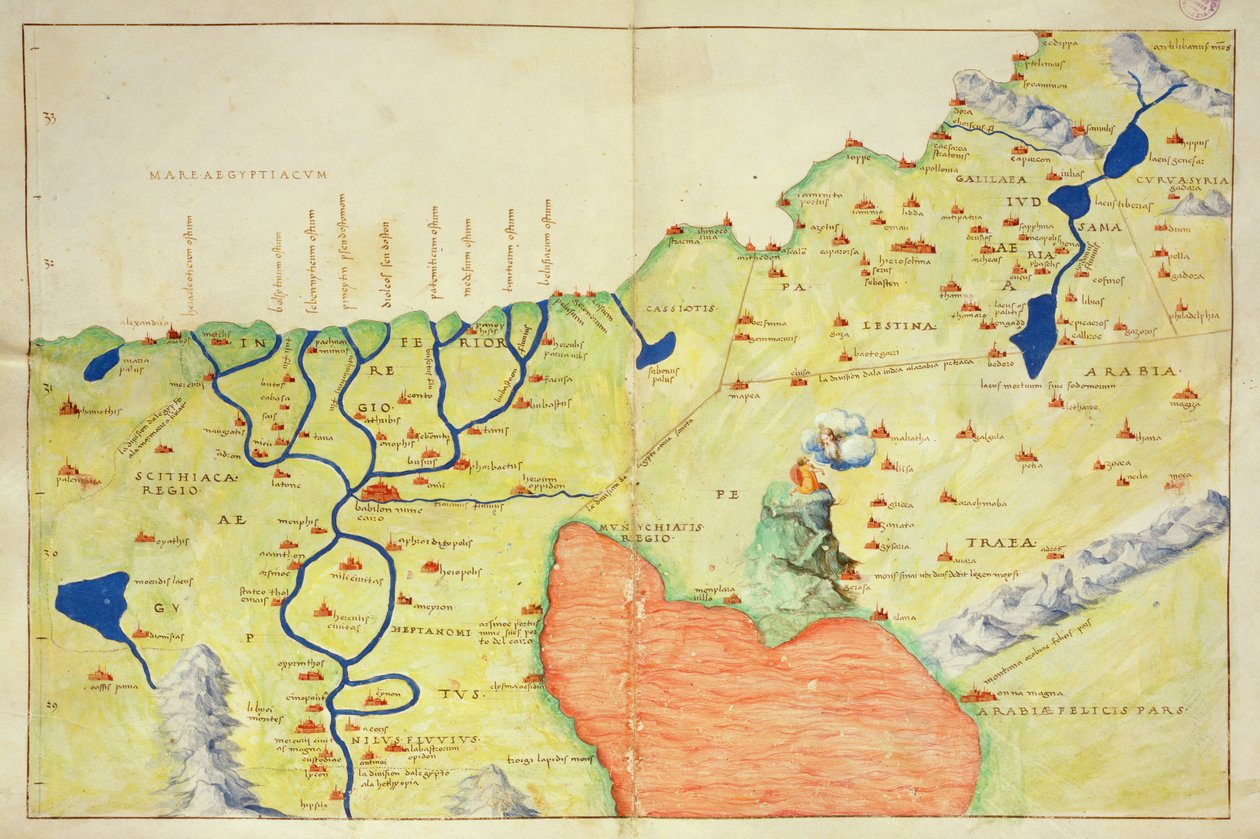 Mellemøsten, fra et verdensatlas i 33 kort, Venedig, 1. september 1553 (blæk på vellum) (se også 330964) af Battista Agnese