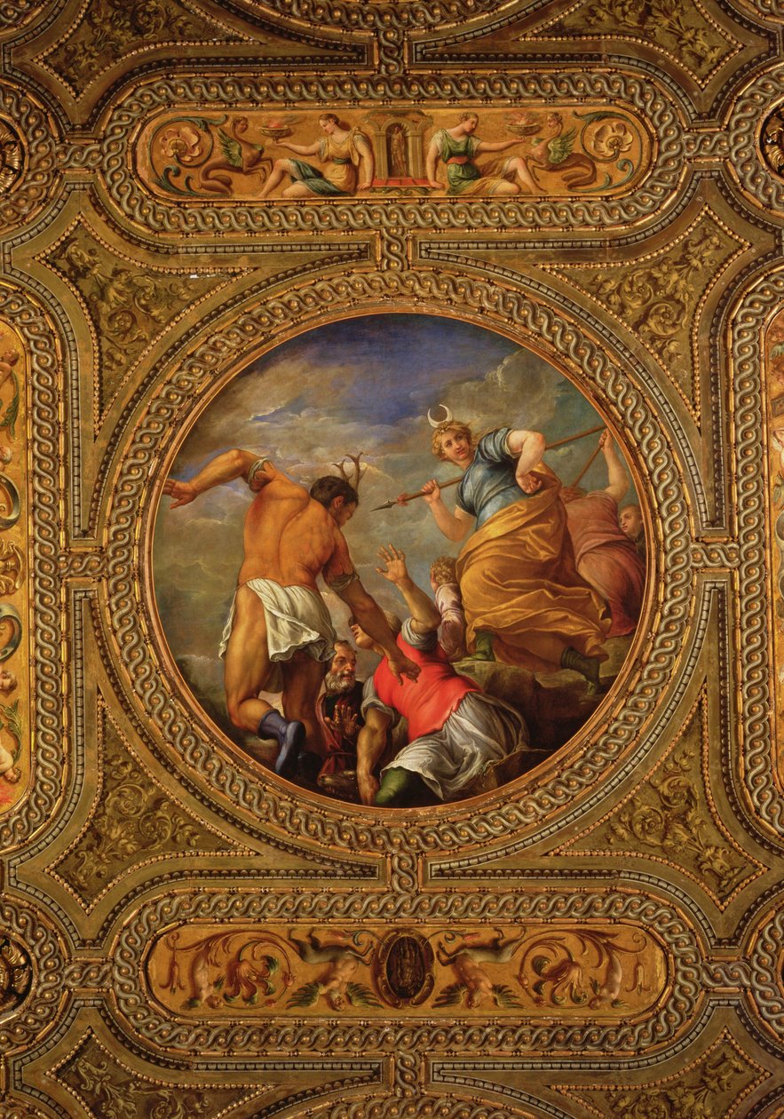 Diana og Actaeon, fra loftet på biblioteket af Battista Franco