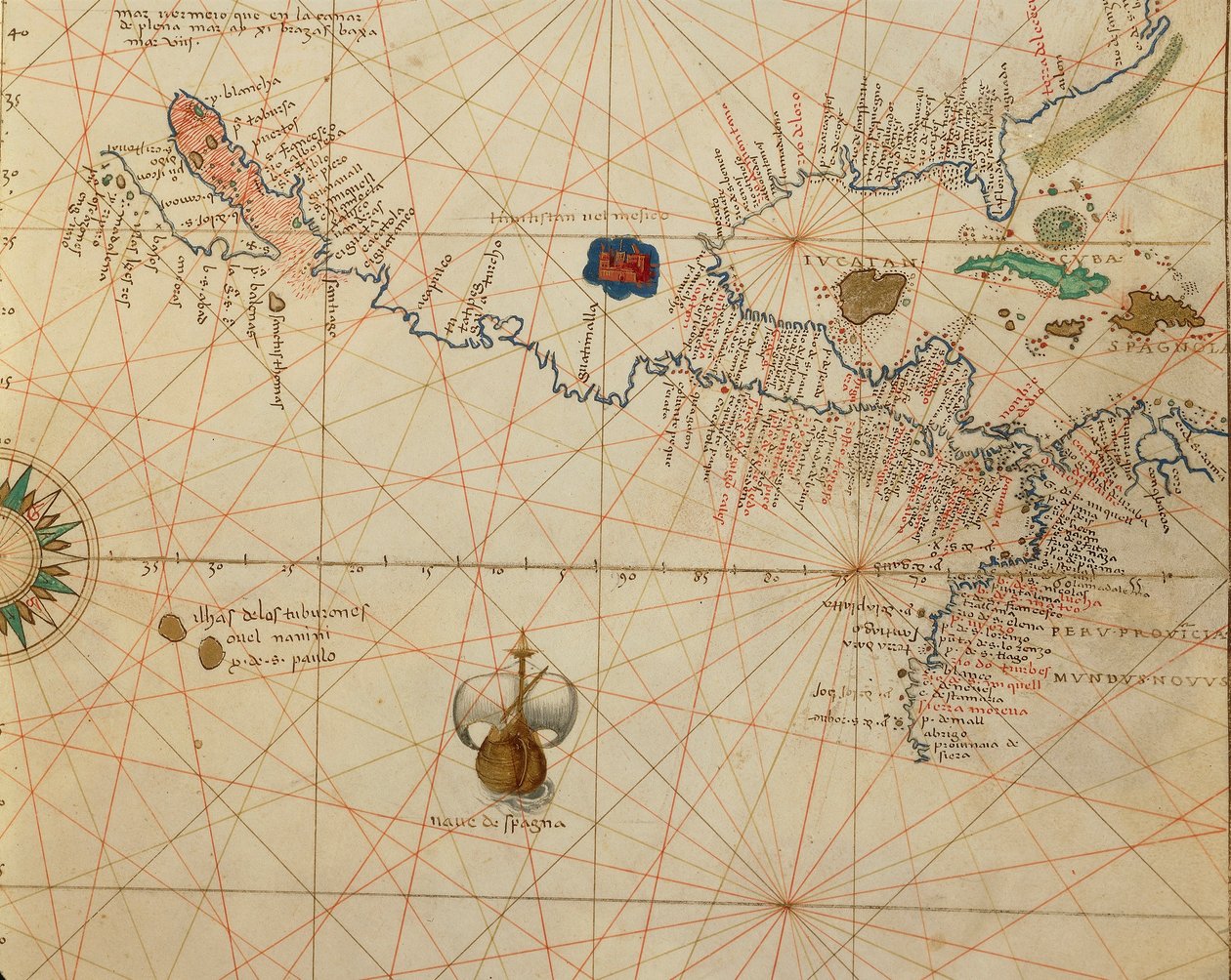 Afrika, Europa og en del af Amerika: Mellemamerika, fra Atlas of the World i treogtredive kort, af Battista Agnese af Battista Agnese